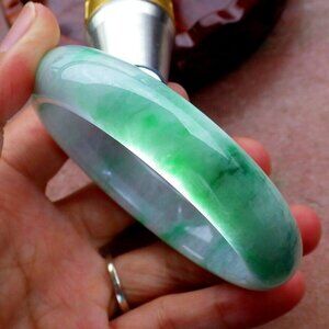 Certified Green 100% Natural A JADE Jadeite Bangle Bracelet 58mm 手镯 459960